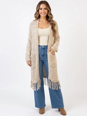 Abercrombie | Oversized Fringe Detail Boho Cardigan Kimono Sweater Small/Medium